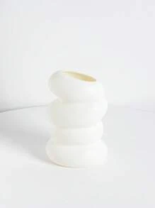 1pc Plastic Flower Vase, White Ceramic Look Flower Vase, Nordic White Plastic Vase Unbreakable Vase For Tulips Flower Arrangement Home Decor Table, Shelf Bookshelf, Mantel, Entryway And Centerpieces Decoration