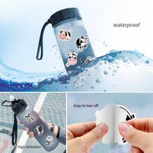 56PCS Black And White Cow Stickers Vinyl Aesthetics Stickers Scrapbooking, Diary, Bumper, Skateboard, Water Bottle, Cartoon, Hard Hat, Car Stickers And Decals - Multicolor - View 5