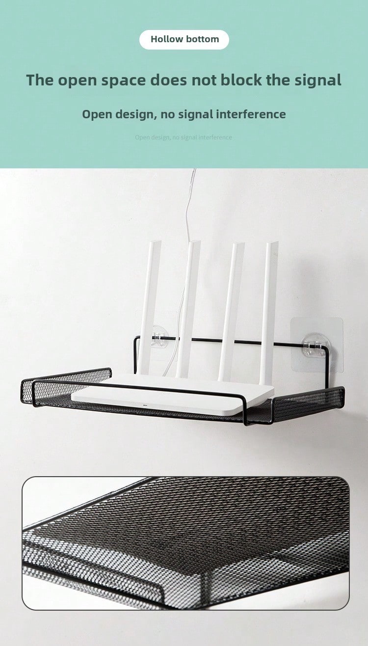 Support Mural Aluminium Pour Routeur 23x16cm - Étagère Réseau Ventilée Argentée