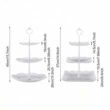 3 Tier Plastic Cake Stand Afternoon Tea Wedding Plates Party Embossed Tableware - Square - View 3