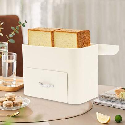 RibasuBB Modern Milky White Iron Bread Box – Stylish Electroplated Storage For Bread, Pastries, Cookies, Grains, And Daily Essentials, No Assembly Required