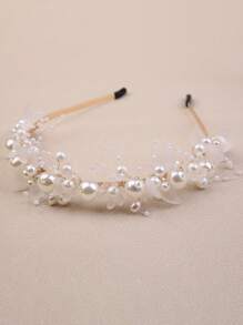 1pc Girls Elegant Pearl Flower Headband, Forest Sweet Headband, Alloy Material, Suitable For Girl, Daily Use, Ideal Choice For Gifts - Multicolor - View 12