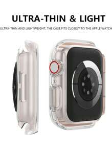 1pc PC Frame + Screen Protector 2-In-1 Hard Case, Minimalist Anti-Drop Watch Cover, Compatible With Apple Watch Series 10/9/8/7/SE/6/5/4/3/2/1, Fits 38mm/40mm/41mm/42mm/44mm/45mm/46mm/49mm (Watch & Strap Not Included) - Shell and Membrane - View 3