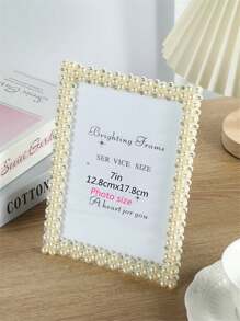 1/2pcs Bright Faux Pearl Decor Photo Frame, 3inch/6inch/7inch/8inch/10inch, Made Of Elegant ABS Plastic, Suitable For Room, Bedroom, Office Picture Display Stands, Home Decor (Randomly Included) - Beige - View 19