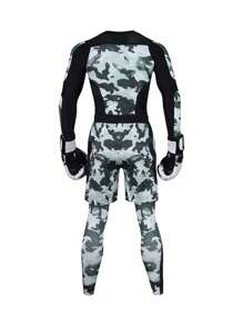 3pcs Outdoor Sports Fitness Running Quick Dry Breathable Workout Basketball Cycling Camo Pattern Milk Silk Close-Fitting Morning Running Suit For Spring And Summer Workout Sets