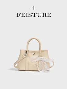 1pc FEISTURE Lychee Pattern Large And Small Handbag With Shoulder Strap, Suitable For Girls, Women, College Students, Office Ladies, Great For Work, Business, Commute, School