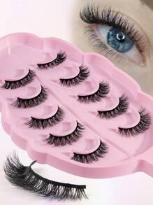 10 Pairs 3D Faux Mink Hair Fluffy False Eyelashes With Leaf-Shaped Tray, Natural Looking, Thick And Soft, Reusable, Individual Packaging, Makeup Tool For Beauty - Criss Cross lashes - View 3
