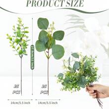 带白色种子的人造桉树茎人造桉树叶绿植装饰假叶枝用于婚礼花束中心装饰插花农舍家居装饰