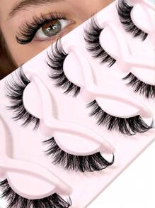 Asiteo New Hot Selling Cat Eye False Eyelashes, 3D Natural Transparent With False Lashes, Fluffy Soft Criss-Cross Style, 5 Pairs + 5 Pairs, Suitable For Cartoon Makeup, Delicate Natural Lash Extension - 眼尾拉長款 - 查看 6