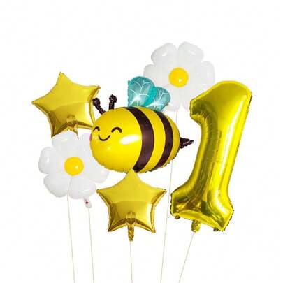 Bee & Daisy Balloons, Gold Numbers 1-9 & Stars, Hawaiian Theme Foil Balloons, White Sunflowers For Birthday, Engagement, Gathering, Christening, Seasonal Celebration, Indoor & Outdoor Decoration