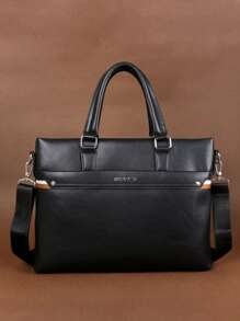 HOVI'S Men's Black Briefcase - Stylish And Minimalist Large Capacity Multi-Functional Business Crossbody Bag, Perfect For Travel And Laptop Storage Vintage