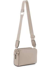 EVVE Crossbody Bags For Women  Triple Zip Small Crossbody Camera Bag Purse With Wide Guitar Strap - Apricot - View 1