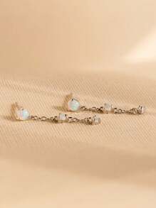 Vanel 2 pièces Boucles d'oreilles à clous avec franges et faux opale, accessoires de boucles d'oreilles pour femmes, convient pour un port quotidien