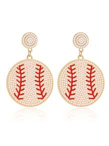 1 Paar Softball-Design Boho Perlenohrringe, Geschenk für Frauen Baseball-Fans
