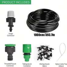 1 Set Adjustable Plastic Drip Irrigation Kit With Universal Connectors - Misting Nozzle System, For Home Garden Yard Misting Micro Drip Cooling, Manual Operation, No Batteries Needed For Garden Watering, With Plant Flower Plastic Mist Nozzles, Drip Emitters, Patio Succulents Sprinklers, Shower Heads - Multicolor - View 18