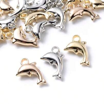 50Pcs Plastic Beads Dolphin Pendant CCB Loose Spacer Bead For DIY Jewelry Makings Findings Bracelet Necklace Accessories 20*13mm