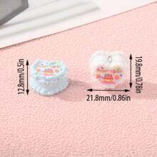 4/8pcs Adorable 3D Heart-Shaped Resin Pendant, Heart Cake Design, Perfect For DIY Necklace, Keychain, Bag Charm, Ideal For Craft Lovers - Random Colors - Multicolor - View 2