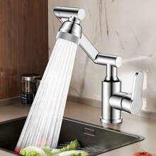 1pc 3.3LB Stainless Steel Swivel Faucet With Mechanical Arm - 1080° Rotation, Chrome Finish, Bubble & Soft Plate Options, Multi-Functional For Kitchen, Bathroom, Outdoor, RV & Farmhouse Use, Kitchen Faucet | Functional Bathroom | Ceramic Valve - Black - View 2