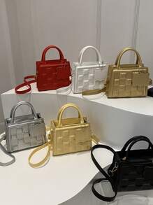 1pc Vintage Cookie Pattern Embossed Handbag, Suitable For Girls, Fully Matching Casual Shoulder Strap Or Crossbody Bag, Suitable For Daily Use, Free Cookie Charm Included