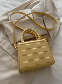 1pc Vintage Cookie Pattern Embossed Handbag, Suitable For Girls, Fully Matching Casual Shoulder Strap Or Crossbody Bag, Suitable For Daily Use, Free Cookie Charm Included