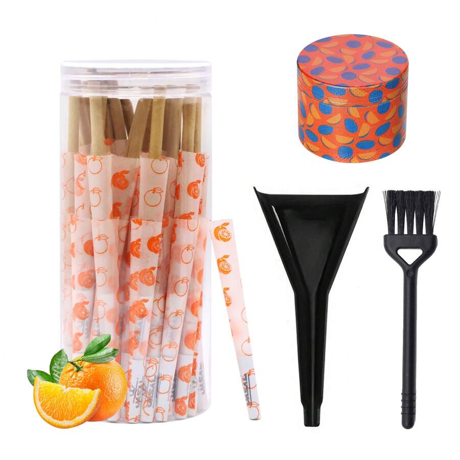 Pre Roll Paper Tool Set: 48 Pieces Of Fruit Flavored,Flavored Cones,Patterned Grinder, Filler, And Small Brush, Evenly Burned, Household Tool, Easy To Use, Gift For Smoking Enthusiasts, Father's Day Gift. - Nhiều màu - Xem 1