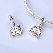 1pc Silver Color Colorful Enamel Dream Candy House Family Charm Fit 3mm Bracelet Necklace DIY Jewelry Making Beads Party Birthday Gift For Girl - Silver - View 3