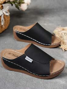 Damen Lässig Mode Zehentrenner Keilsandalen, bequeme Plateausohle