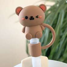 1/3/5/10pcs Cute Floral Decor, Dust-Proof Drinking Straw Animal Straw Caps, Silicone Bottle Caps, Party Favors, Reusable Straw Tops For Homes And Parties Back To School - Animal Straw Cover - View 7