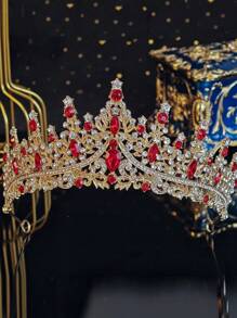 1 件合金水钻奢华全闪亮新娘皇冠头带，优雅水晶公主女王头饰，适合婚纱、派对、生日配饰 - 彩色 - 查看 10