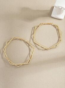 1 对超大号女士金色或银色 Y2K 风格三层环状耳环，简约设计，适合派对、俱乐部、度假，是送给朋友的绝佳礼物 - 三層耳圈 - 查看 18