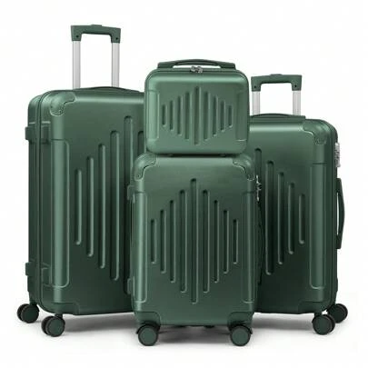 Lightweight Multifunctional Travel Suitcase With 360° Spinner Wheels, 4 Pieces, 12/20/24/28 Inch, Durable Hard Shell, Corner Protection