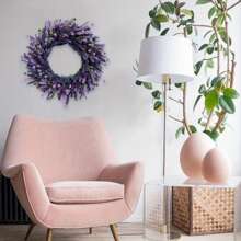 24 Inch Purple Lavender Flower Wreath - Contemporary Farmhouse Rustic Indoor/Outdoor Door Decor, No Electricity Needed, Durable Foliage For Front Door, Porch, Living Room, Bedroom, Rustic Farmhouse Decor