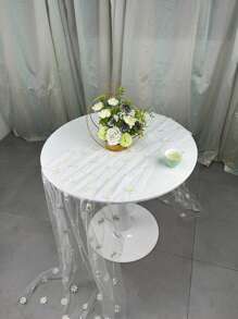 Nappe de table en mousseline brodée de marguerites ivoire, décoration de table saisonnière de printemps/été pour Pâques, tissu fin pour la maison, les fêtes, la cuisine et la salle à manger intérieure - Multicolore - Voir 8