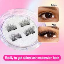 Waloshow 1 对 3D 磁性手工单磁睫毛，易于佩戴，高品质量子睫毛 - 黑色 - 查看 10