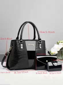 3pcs Set Elegant Crocodile Texture Fashion Handbag, Multifunctional Large Capacity Shoulder Bag, Fashionable Design With Compartments, New Stylish Women Small Square Bag Handbag Shoulder Crossbody Bag Suitable For Dating, Travel, Shopping, Gifts