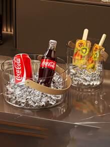 1pc Large Capacity Ice Bucket Household Portable Test Beer Champagne PET Plastic Bucket Outdoor Picnic Fruit Storage Bucket, Gift For Father