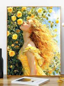 Floral Maiden Art Personalized DIY Digital Painting Kit, One Set, Artistic Oil Painting Set For Bedroom Decor And Art Wall Decor, Simple And Fun Painting Style, No Painting Foundation Required, Fulfill Your Artist Dream, Immerse Yourself In The Colorful World, Every Stroke Is Self-Expression, Add Romance To Life, Best Gift For Family And Friends, 40*50CM