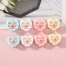 4/8pcs Adorable 3D Heart-Shaped Resin Pendant, Heart Cake Design, Perfect For DIY Necklace, Keychain, Bag Charm, Ideal For Craft Lovers - Random Colors - Multicolor - View 4