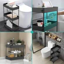 Un carrito de almacenamiento multifuncional de tres pisos, tamaño ampliado, adecuado para la cocina para almacenar alimentos, baño para almacenar artículos de aseo, Sala de estar para almacenar botellas, balcón para almacenar macetas, dormitorio para almacenar juguetes y así sucesivamente. - Blanco - Ver 3