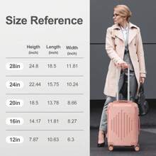 Lightweight Multifunctional Travel Suitcase With 360° Spinner Wheels, 4 Pieces, 12/20/24/28 Inch, Durable Hard Shell, Corner Protection - Rose Gold - View 3