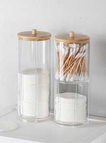 1pc Swab Holder, Makeup Remover Pad Dispenser, Covered Makeup Remover Pad Storage Box, Transparent Cosmetic Organizer, Bathroom Makeup Swab & Pad Holder