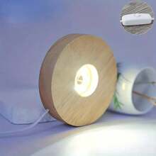 1pc LED Wooden Display Stand, 3D Crystal Glass Resin Art Display Rack, Aroma Diffuser Decor, Warm Light, White Light, Warm White Light, RGB Color Lighting Modes, Desktop & Room Decorative Art, Glowing Night Light, Creative Holiday Gift Ambient Lamp, USB Powered Desk Lamp - Multicolor - View 16