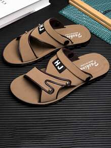 2025 New Summer Men's Brown Leather Sandals, Driving Wear-Resistant Non-Slip Beach Slippers
