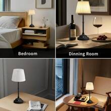 Portables Cordless Table Lamp, Fabric Shade Desk Lamp, Rechargeable Battery Powered Lighting, Dimmable Light For Dining Room, Bedroom, Bedside, Bar, Night Light, Camping, Balcony - Black - View 7