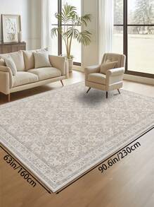 1 块复古花卉碎片大号客厅地毯，波西米亚风格，毛绒材质，触感柔软舒适，易于护理，防水防污，防滑背衬，可机洗，地毯，适用于大厅、卧室地毯、卧室地毯、厨房、餐厅、办公室、房间装饰和门垫。