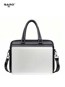 saroxi 1 件男士商务手提包、休闲单肩包、斜挎包、高档户外新款礼品包、多功能大容量 PU 皮包，适合旅行和朋友 - 黑色 - 查看 8