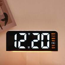 1pc LED Modern Multi-Function Digital Alarm Clock Ambiance Light With Adjustable Brightness, Date Display And USB Power Supply, Dual Alarm Clock Display - Stylish Rectangular Design For Bedroom And Living Room Decor, Bedroom Alarm Clock ( No Battery, Battery Only Memory Function ) Gifts Birthday Graduation