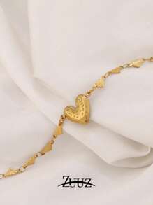 1 件朋克不锈钢心形吊坠手链女式镀金心形链式手链最佳朋友珠宝礼物 - 手鍊 - 查看 5