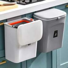 7/9L Wall Mounted Trash Can Household Galley Trash Bin Hanging Bathroom Trash Can With Lid Food Waste Bin Kitchen Accessories Back To School