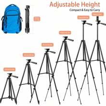 50.3-Inch Universal Camera Tripod, Lightweight Design, Equipped With A 5-Piece Set, Suitable For Various Scenes Such As Holiday Photography, Outdoor Activities, Live Streaming, And Vlog Shooting - Black - View 2